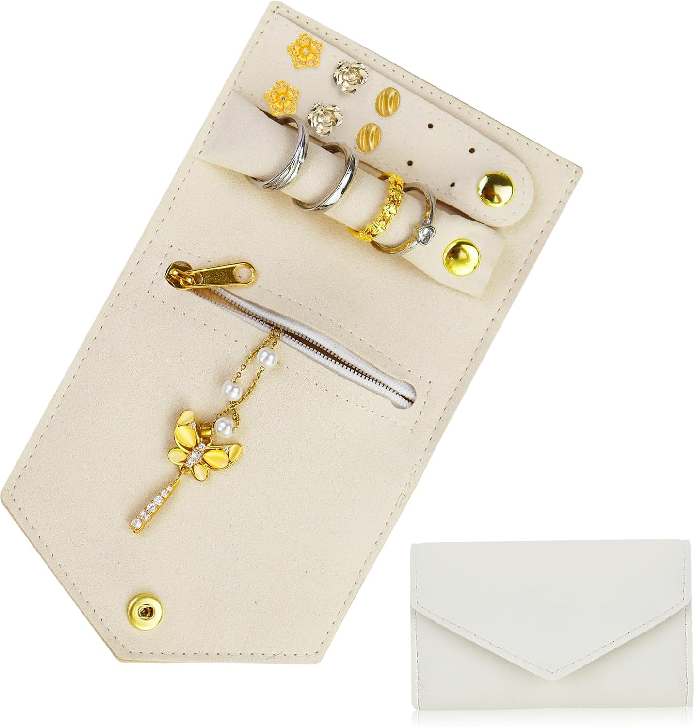 Portable Jewelry Organizer – Multi-functional Travel Folding Case for Rings, Earrings, and Necklaces
