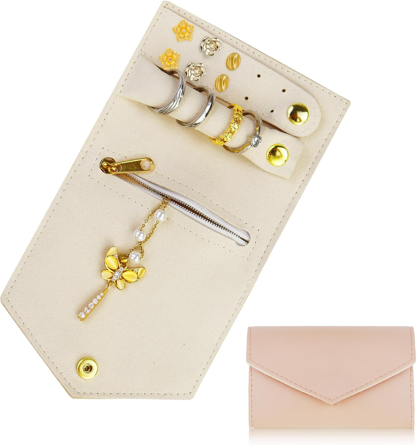 Portable Jewelry Organizer Case – Travel Jewelry Storage Pouch for Earrings, Rings, and Necklaces, Compact and Lightweight