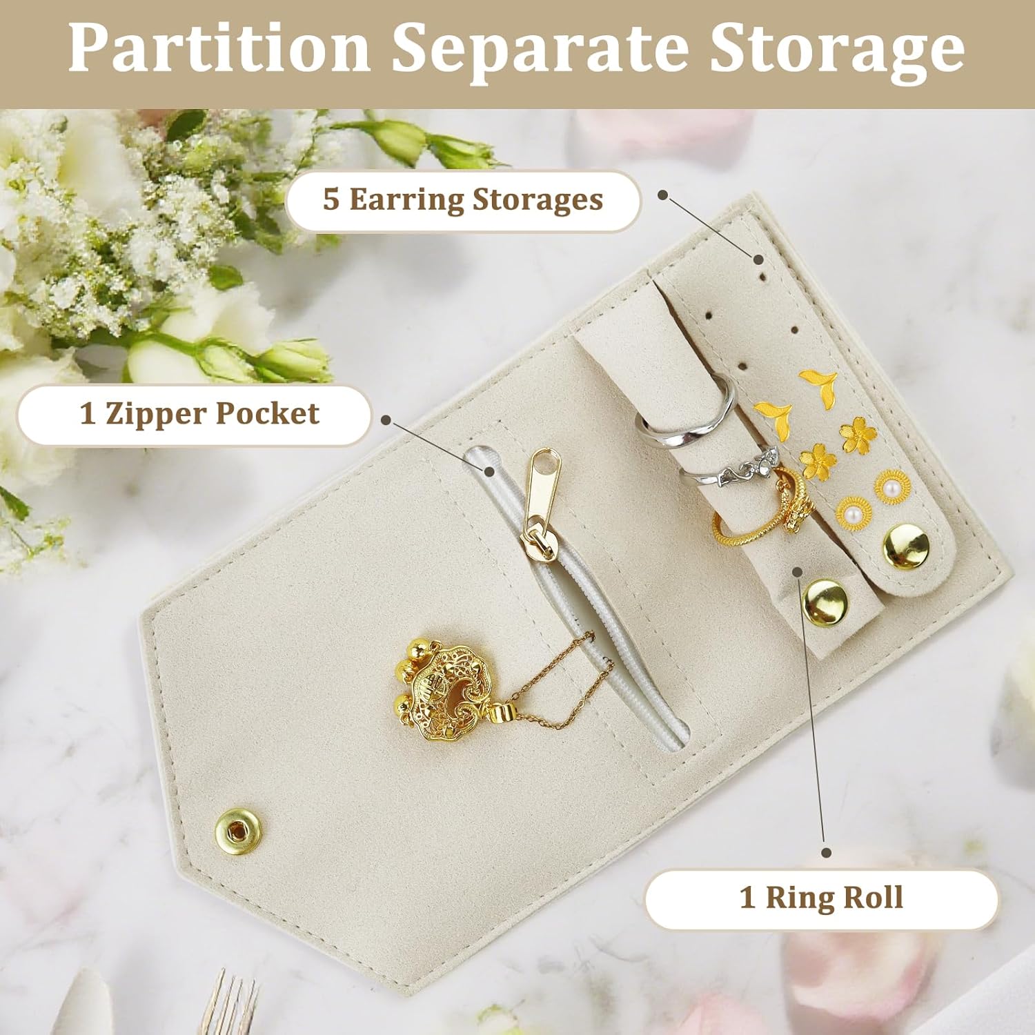 Portable Jewelry Organizer – Multi-functional Travel Folding Case for Rings, Earrings, and Necklaces