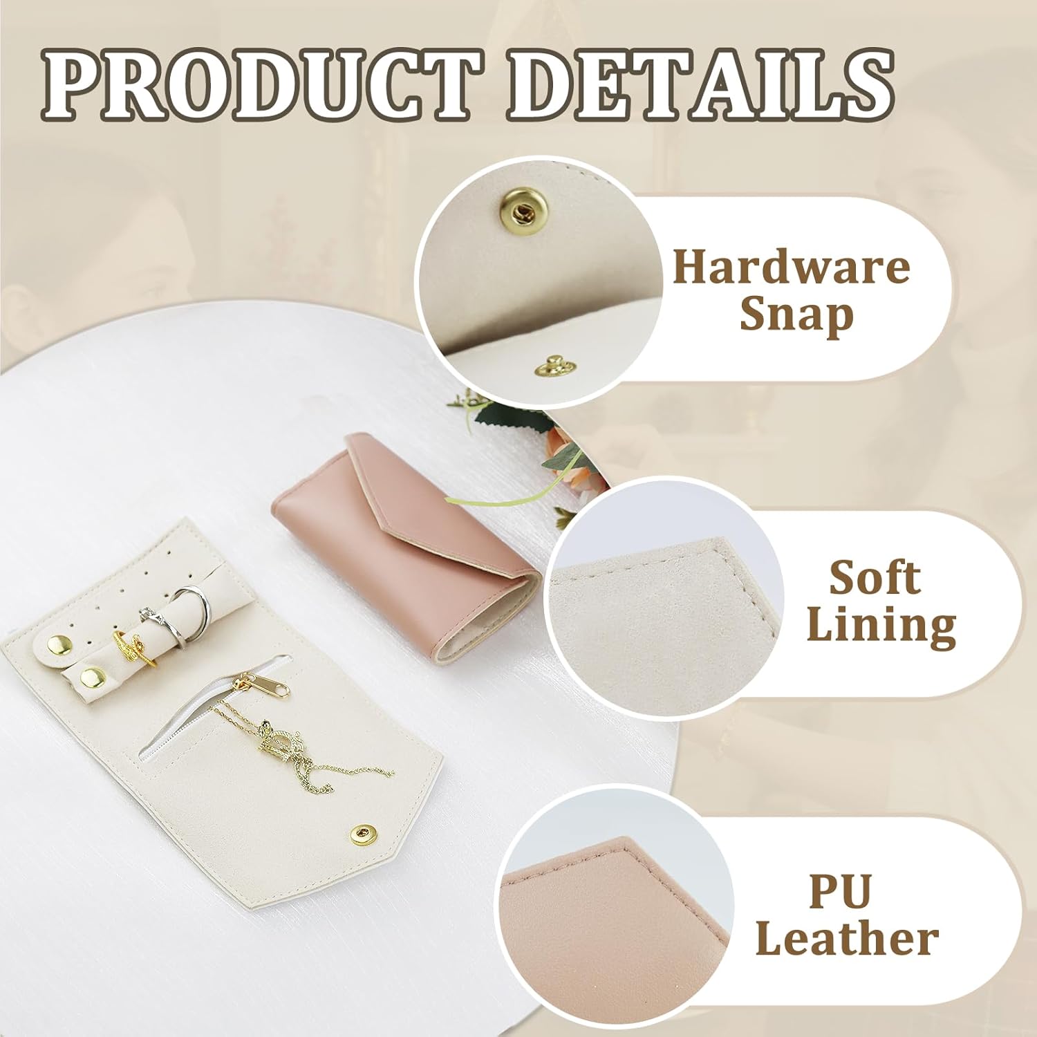Portable Jewelry Organizer Case – Travel Jewelry Storage Pouch for Earrings, Rings, and Necklaces, Compact and Lightweight