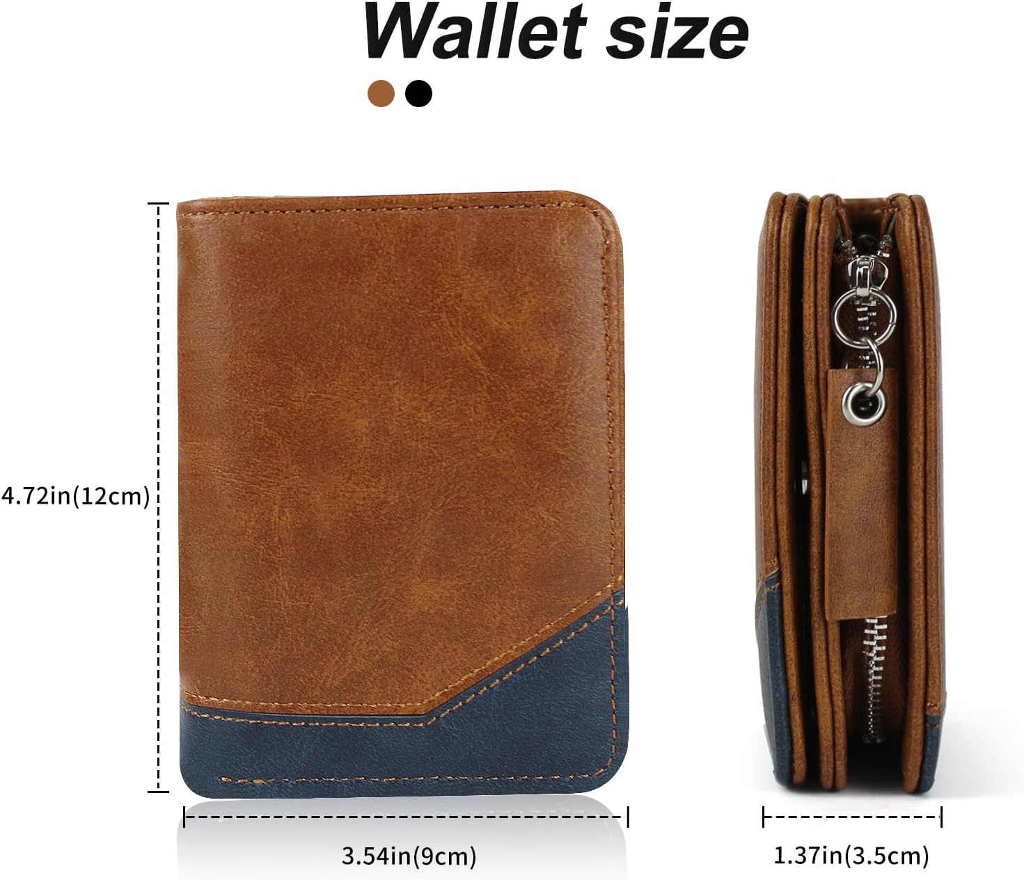 Vintage Brown Patchwork Long Zipper Wallet – Men’s Retro Multi-Functional Card & Coin Holder