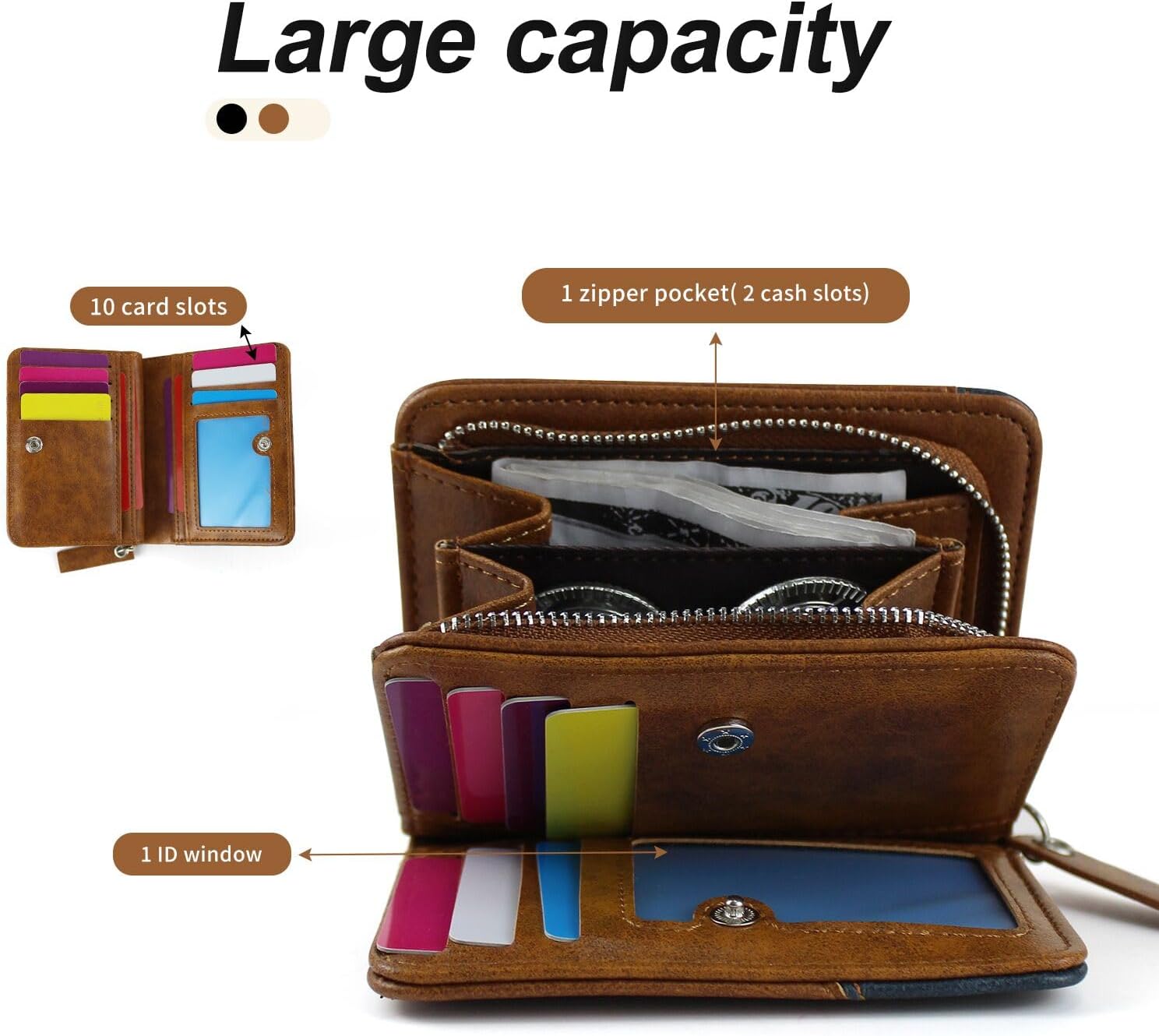 Vintage Brown Patchwork Long Zipper Wallet – Men’s Retro Multi-Functional Card & Coin Holder